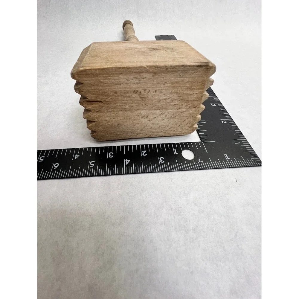 Vintage Wooden Meat Tenderizer Mallet Primitive Farmhouse Kitchen Tool 12 Inch